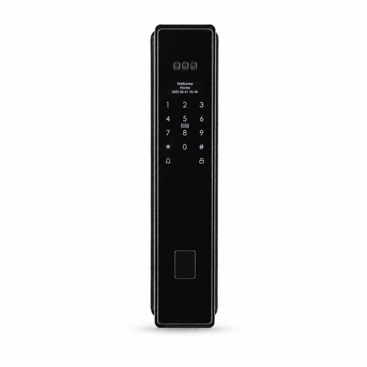 Aurionex Signature WC-6915 Bravë Smart për Vila me WiFi Smart Life – Kartë Mifare, PIN, Gjurmë Gishti, Njohje Fytyre, Pëllëmbë, Bateri 5000mAh, Kornizë Alumini & Xham i Zi — foto 1