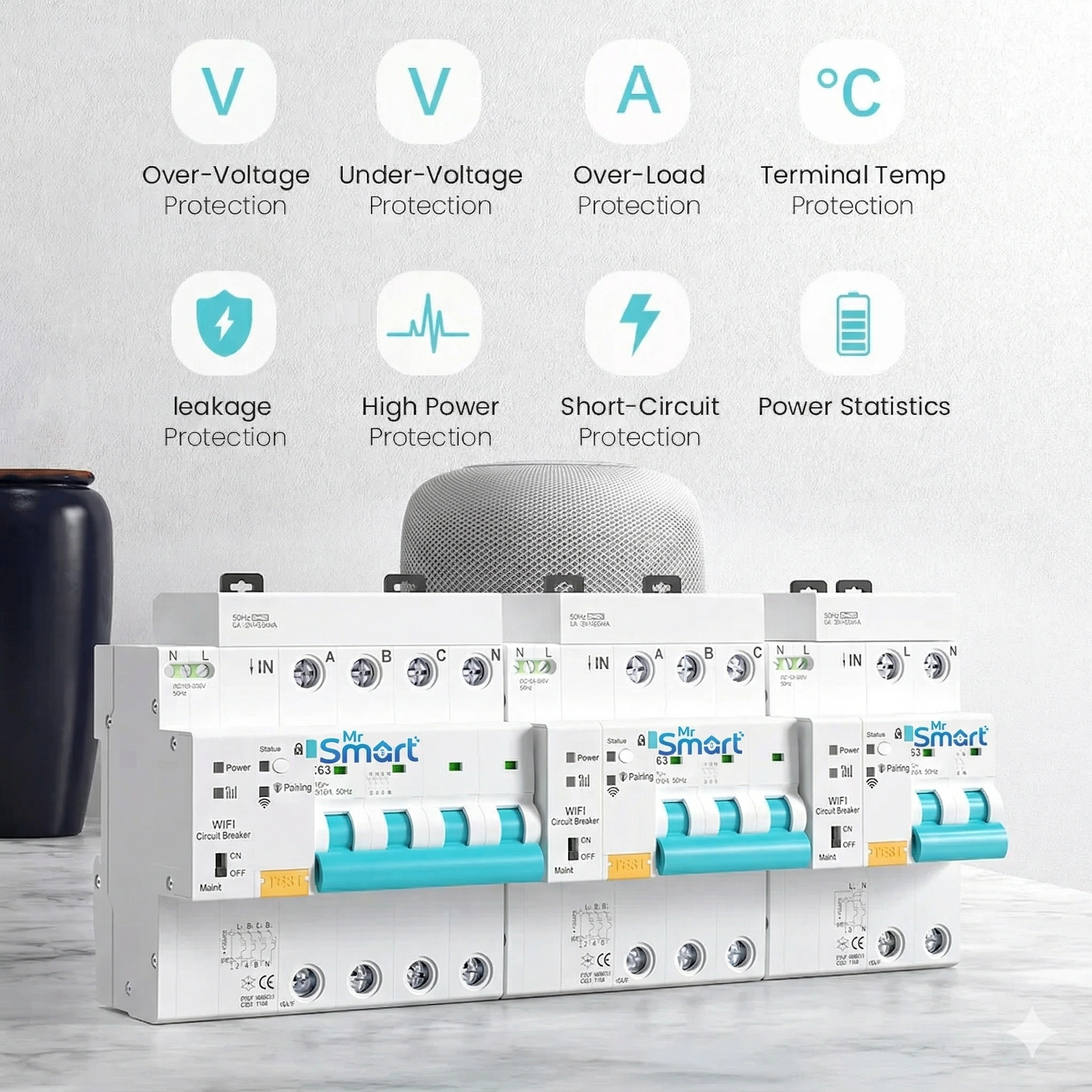 Din Rail RCBO Smart Circuit Breaker 2P WiFi - Image 2