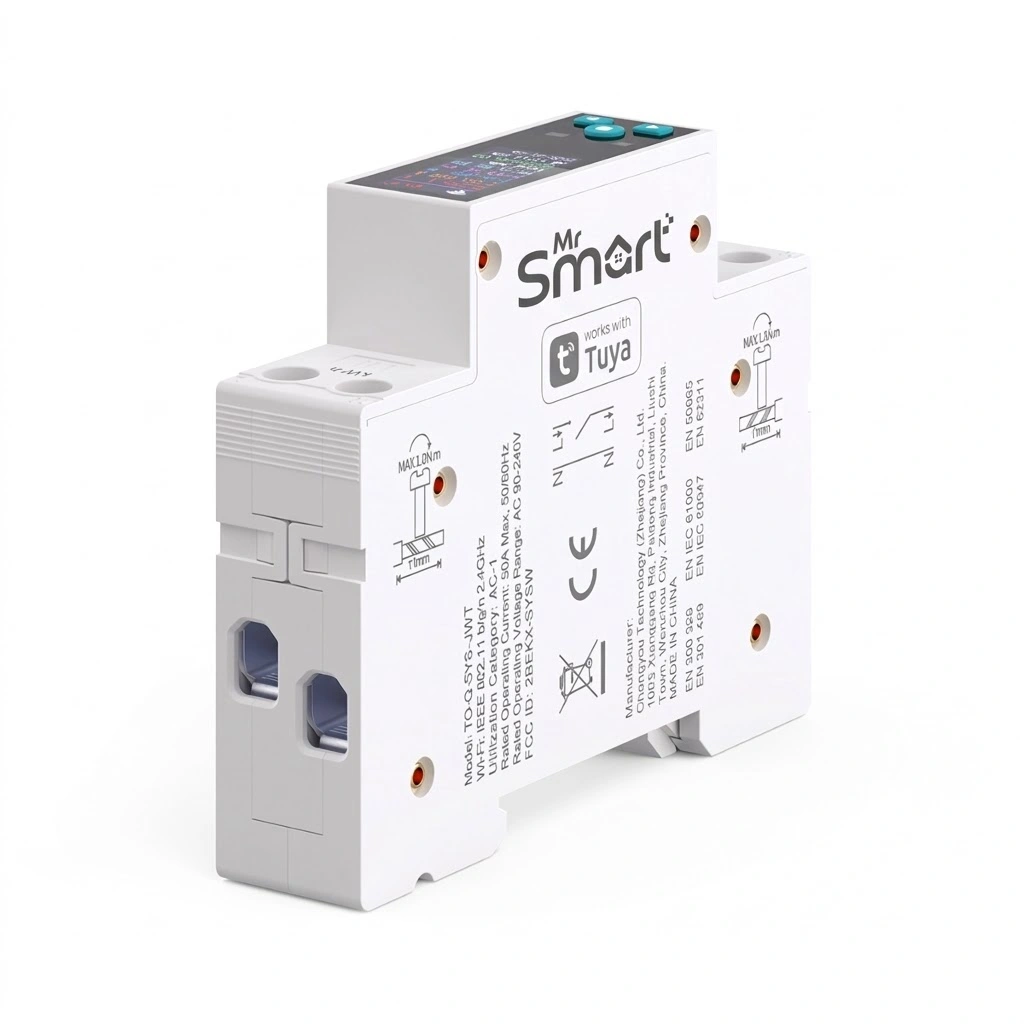 Single Phase Din Rail Tuya Wi-Fi Smart Meter 50A - Image 2