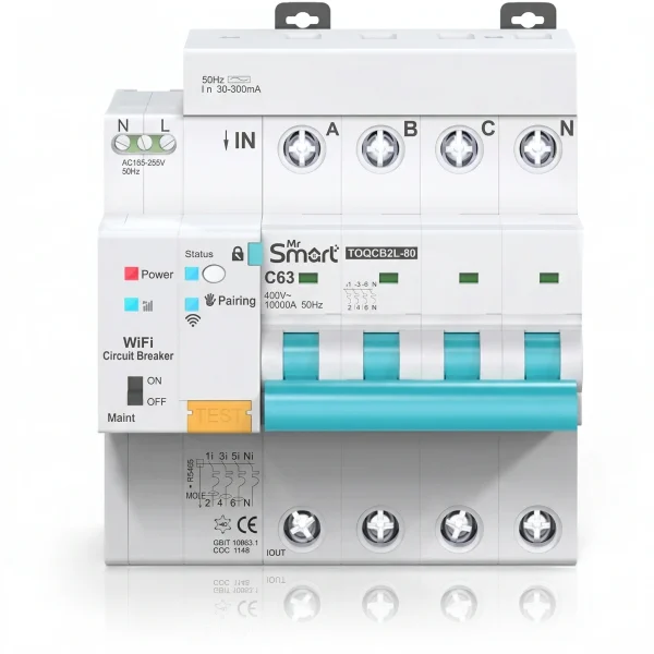 Zigbee Din Rail RCBO Smart Circuit Breaker 4P