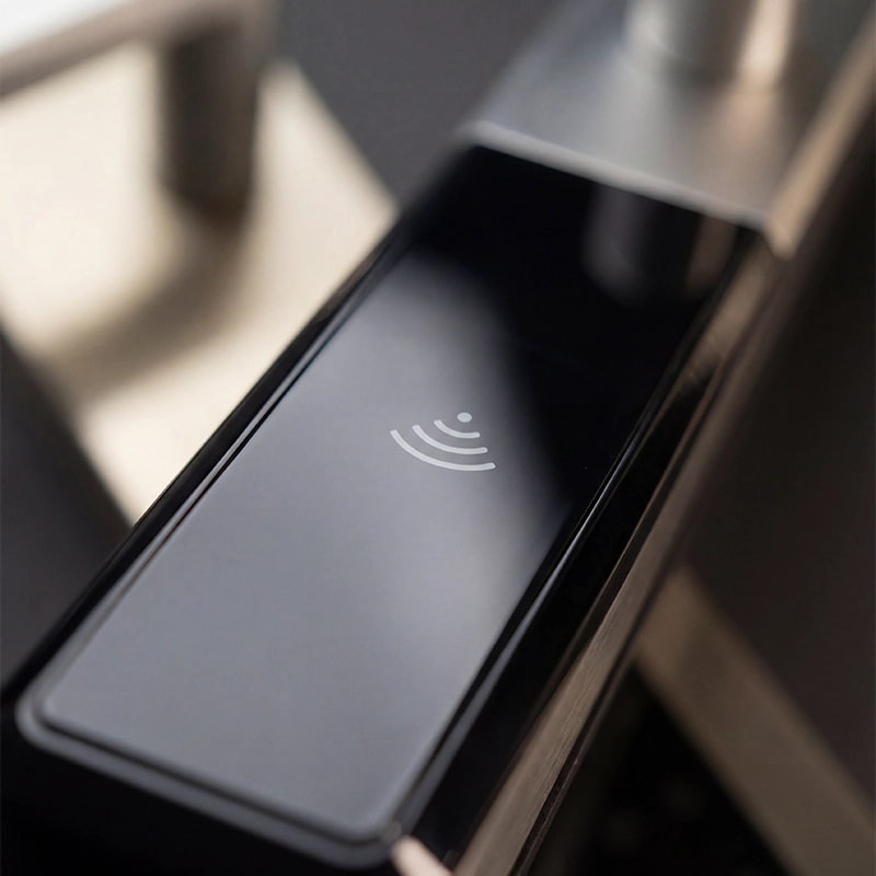 Aurvex Prestige Hotel Smart Lock WC-6891, Silver CNC Aluminium with Black Accent Details, CNC Aluminium Body, Mifare S50 RFID Card Technology - Image 5