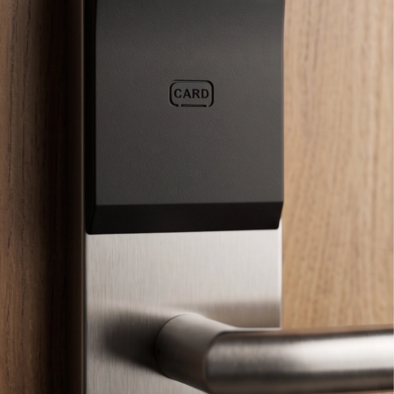 Orion Hotel Smart Lock WC-6907, Grey Aluminium Finish with Black Reader Accent, CNC AL Body, Mifare S50 RFID Card Technology - Image 2