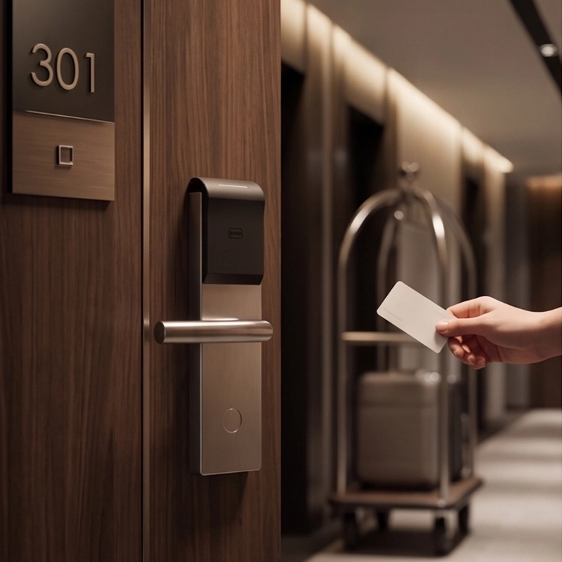 Orion Hotel Smart Lock WC-6907, Grey Aluminium Finish with Black Reader Accent, CNC AL Body, Mifare S50 RFID Card Technology - Image 4