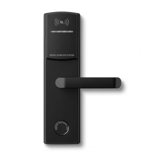 Velora Noir Hotel Smart Lock WC-6901, Black Finish, SUS304 0.7mm Stainless Steel Body, Mifare S50 Access System