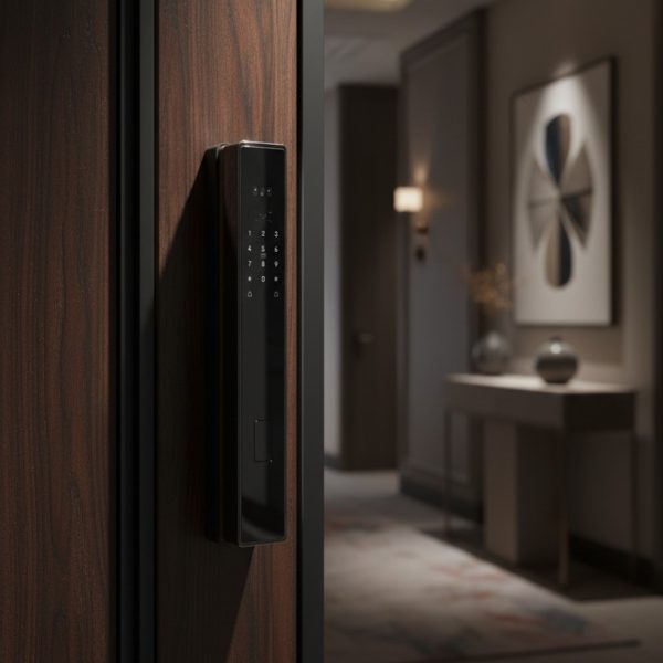 Aurionex Signature Smart Villa Lock WV-6915, Black Glass Aluminium Frame Design, Full Biometric Access System, Smart Life WiFi, Mifare + PIN + Fingerprint + Face + Palm Unlock, 5000mAh Battery