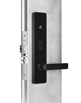 Astra Elite Hotel Smart Lock WC-6903, Black Glass Elegant Design, CNC Aluminum 25mm Body, Mifare S50 Access System