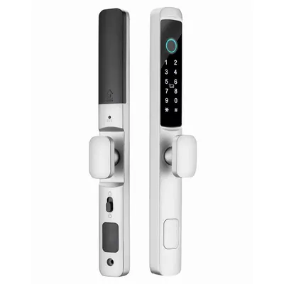Artek Smart Aluminum Door Lock WV-6919, Silver Finish, Semiconductor Fingerprint + Mifare Card + Password + Key + Tuya / Smart Life App Control, 4x AA Battery Power, Cylinder Security Level C, Door Thickness 35–70mm
